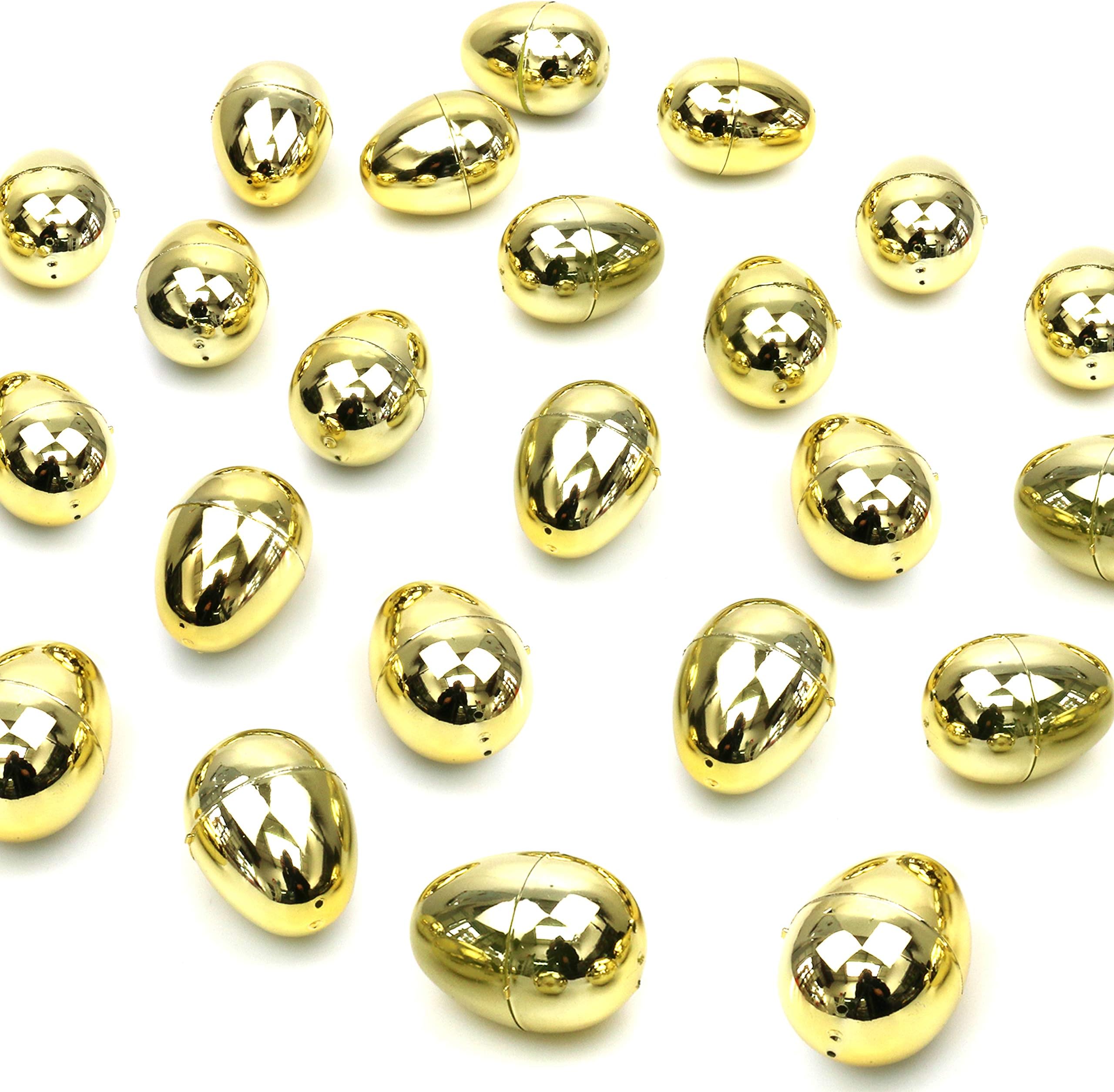 By Robelli24 x Golden Metallic Gold Lucky Plastic Filler Easter Egg Hunt Eggs
