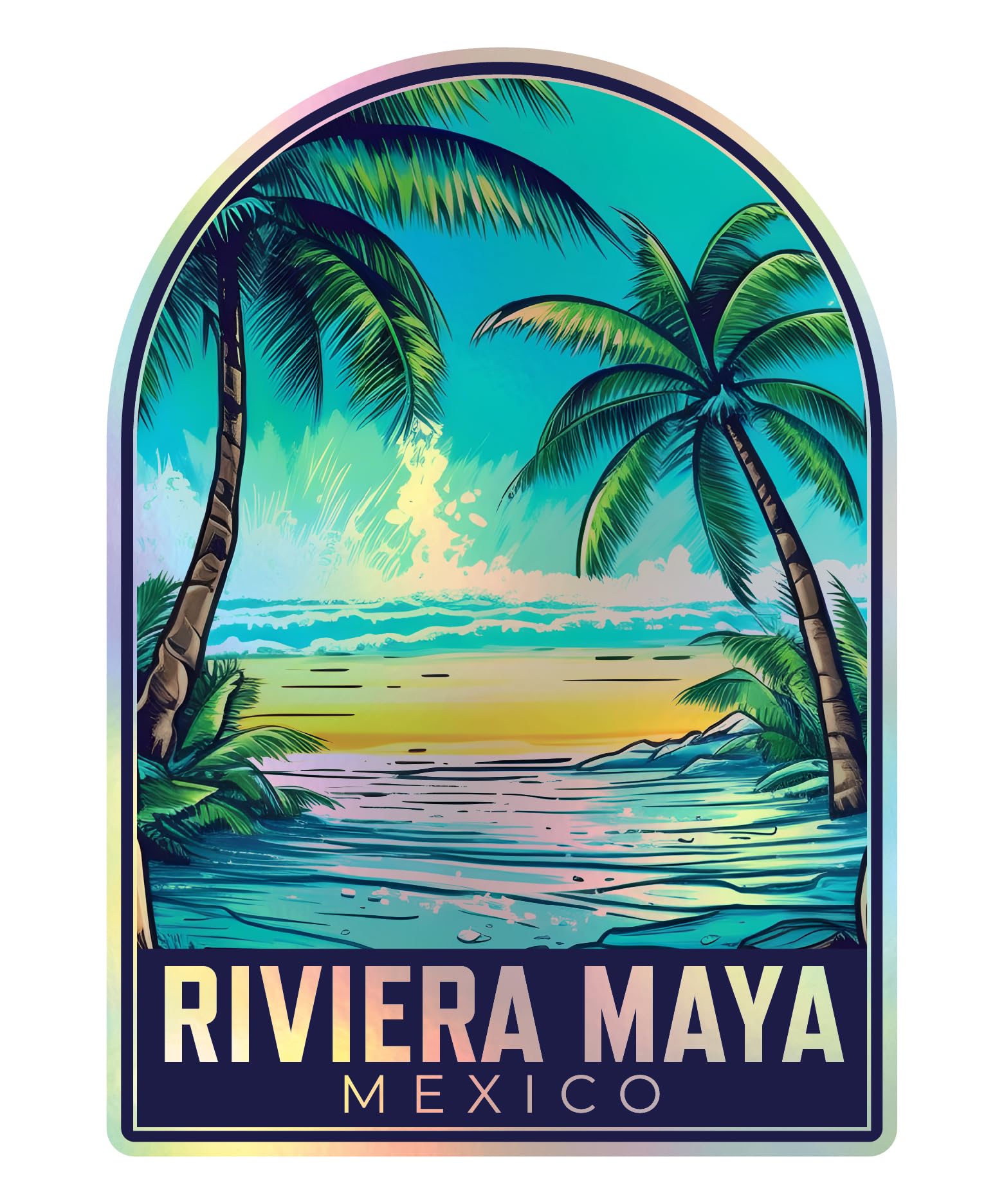 Riviera Maya Mexico B Holographic Souvenir Vinyl Decal Sticker 4-Inch