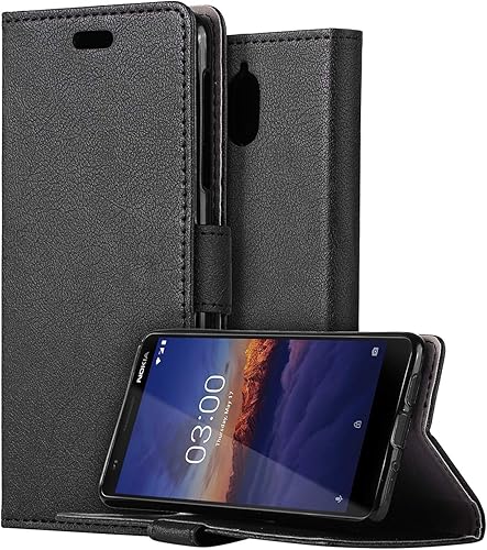 HDRUN Cover Nokia 3 1 Nokia 2018 Lusso Custodia Pelle Portafoglio Libro Caso con Fessure Carta Chiusura Magnetica Protettiva Case per Nokia 3 1  Negro