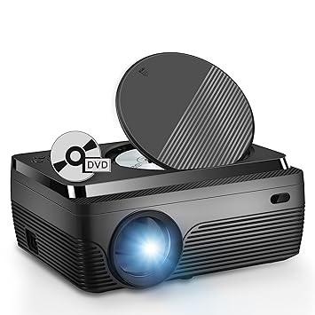 DVD Projector Portable Built in DVD Player HD 1080P Supported Movie Projector for Outdoor Use Compatible with HDMI, USB, AV, TF, VGA, TV Stick