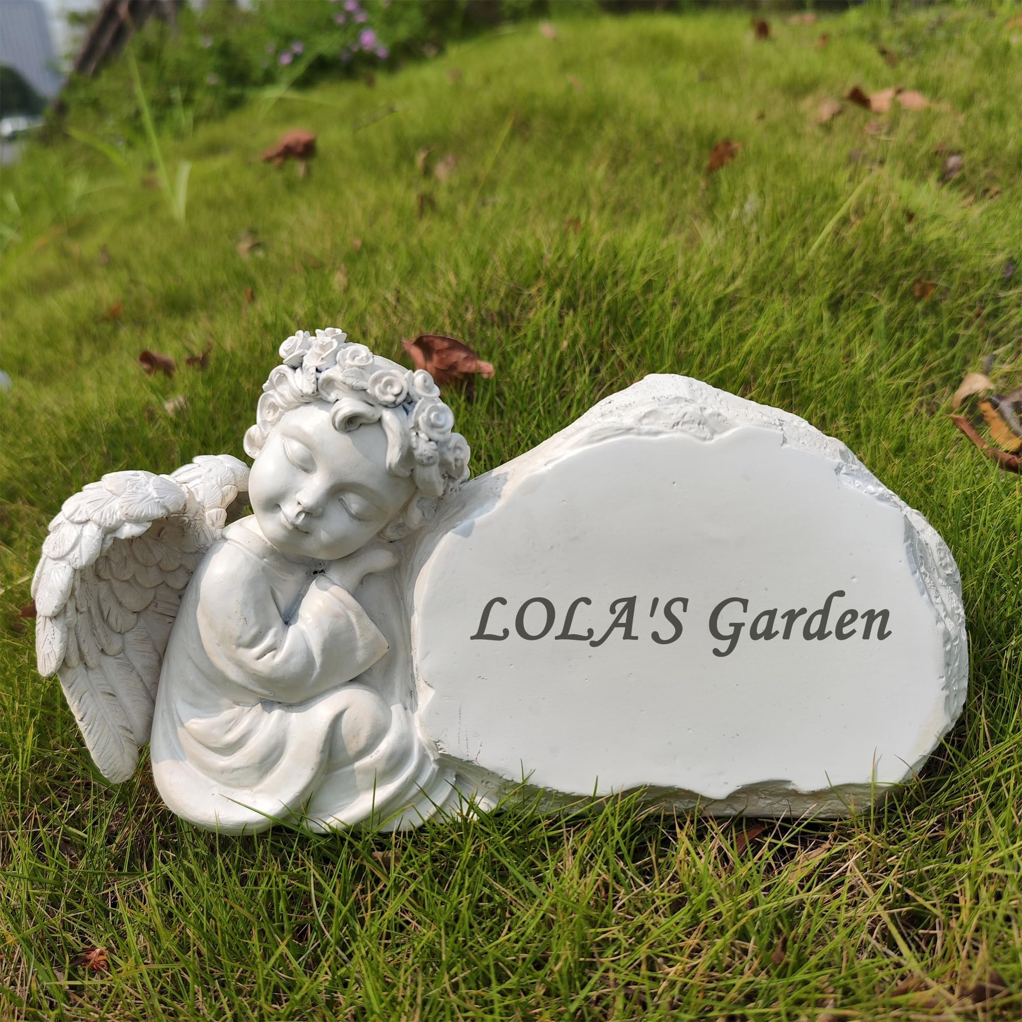Generisch Memorial Garden Stones Angel Stones Engraved with Any Message - Personalisierte Gedenksteine Grabmarker Friedhofssteine Memorial Plaques mit Engelsstatue