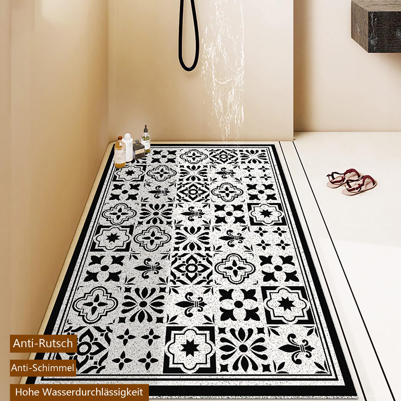 Tappetino da doccia quadrato antiscivolo Tappetino da doccia in morbido PVC con antimuffa ad alta permeabilità all'acqua ad asciugatura rapida 40 x 60 cm
