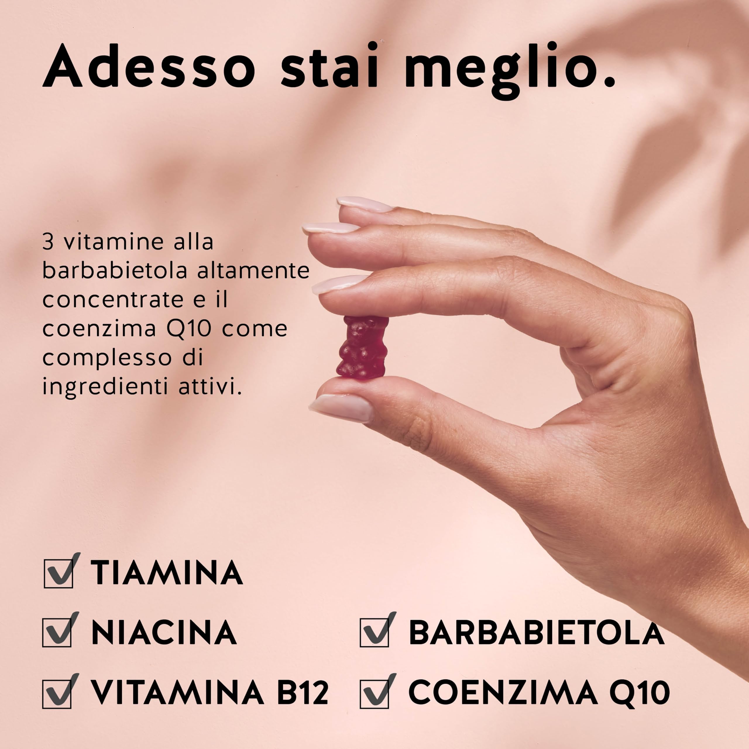 Orsetti gommosi alla barbabietola - energia e salute del cuore - Con 200 mg di estratto di barbabietola - Vitamine B12, B3, B1 e Q10-60 pezzi - Vegan - Senza zucchero - Bears with Benefits