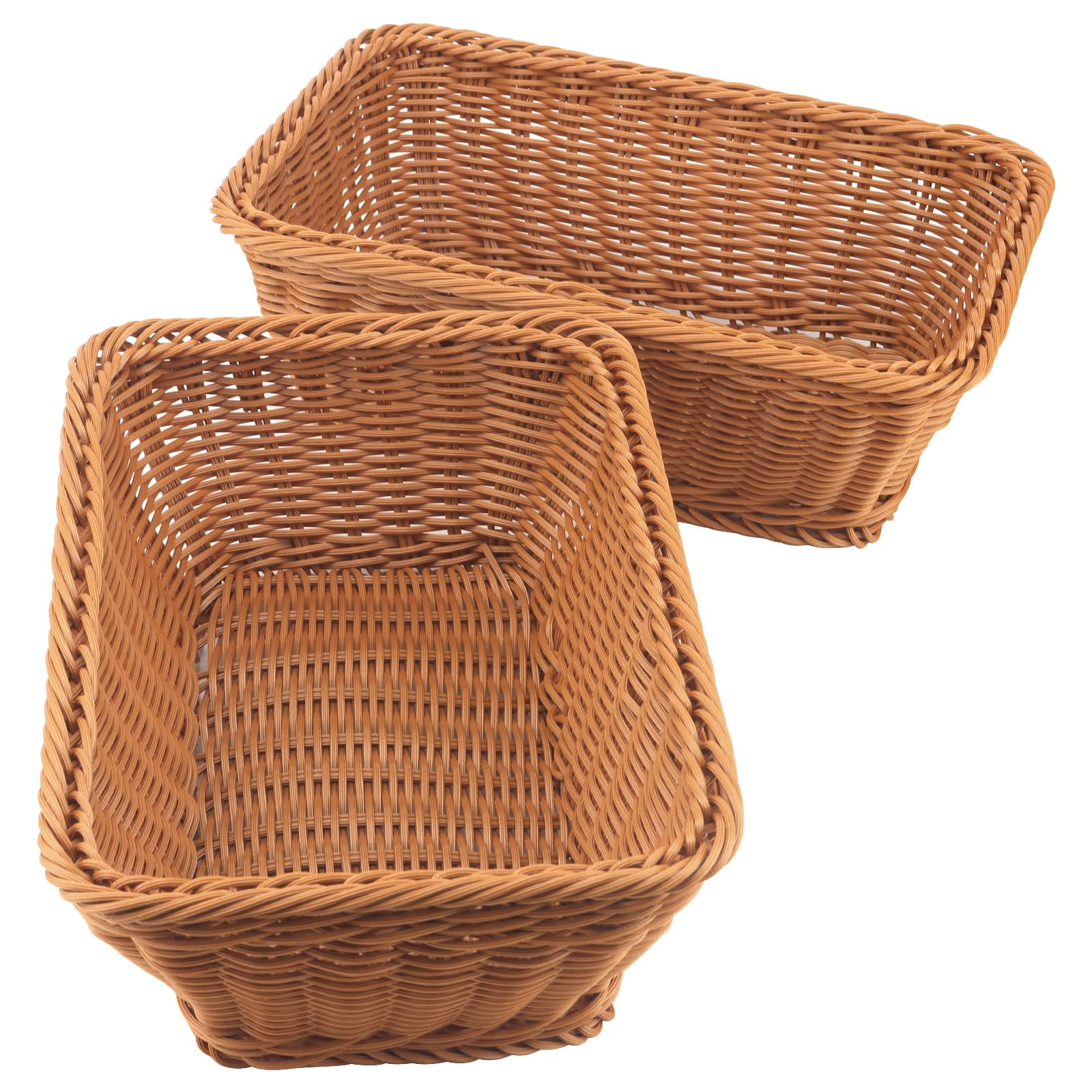 MUKCHAP 4 cestini intrecciati in finto rattan, 30 x 20 x 10 cm, rettangolari in vimini sintetico, cestini da portata per frutta, pane, verdura