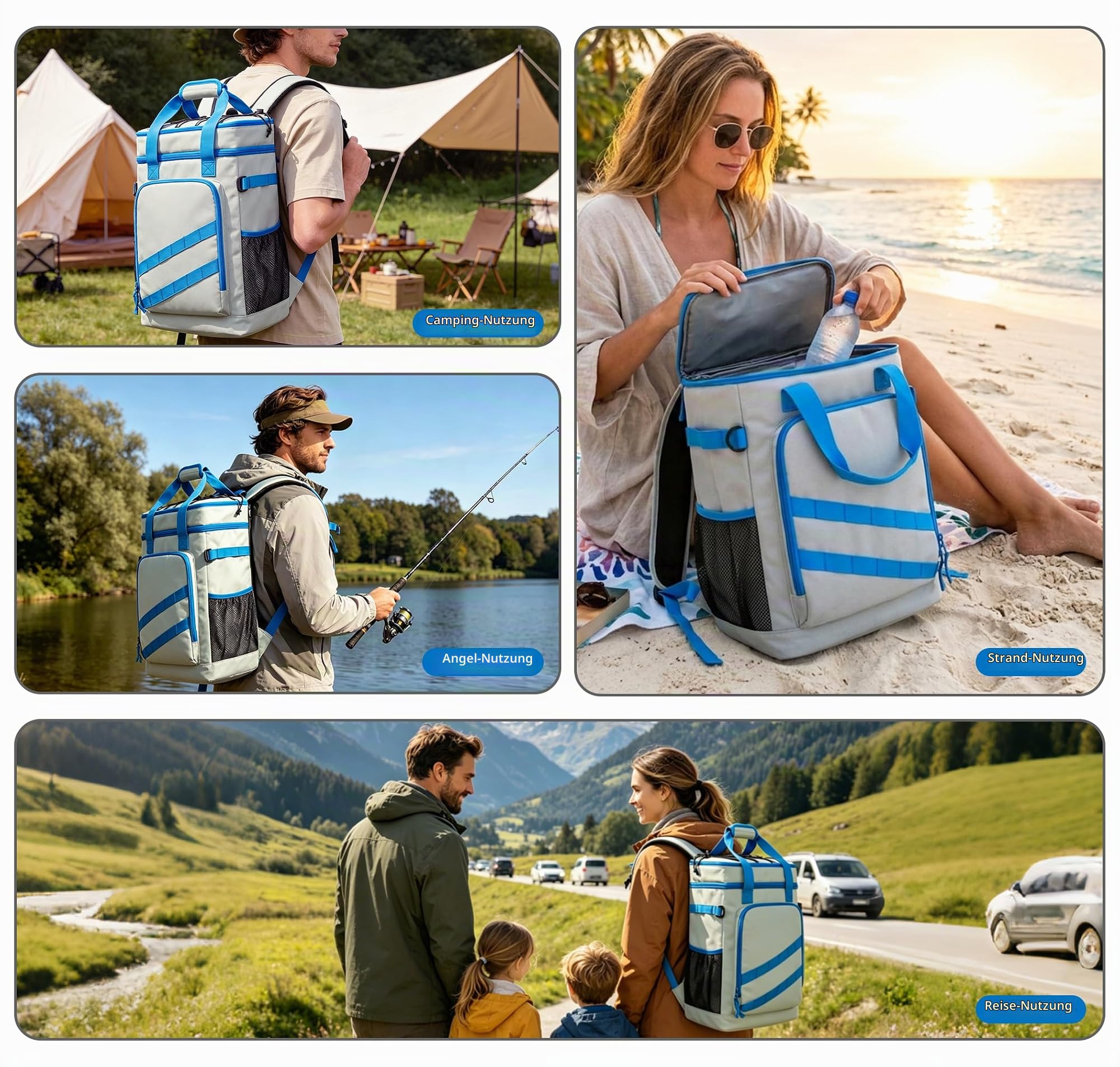 Kühlrucksack 40L, Leichter Rucksack mit Flaschenöffner, für Strand, Reisen, Camping und Mittagessen