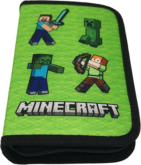 Theonoi Piórnik z koniem, 2 przegródki, dwupłatowy, z wypełnieniem, prezent dla dziewcząt, Minecraft, Piórnik