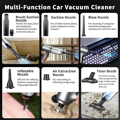 Miniatura 2 de Aspiradora de mano inalámbrica, 15000 Pa 3 en 1 de alta potencia con motor sin escobillas, ultra ligera, recargable, en seco, portátil, para