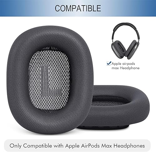 Miniatura 2 de GEVO Almohadillas de repuesto mejoradas para auriculares Apple AirPods Max, almohadillas de cuero de proteína, almohadillas para los oídos con Gris