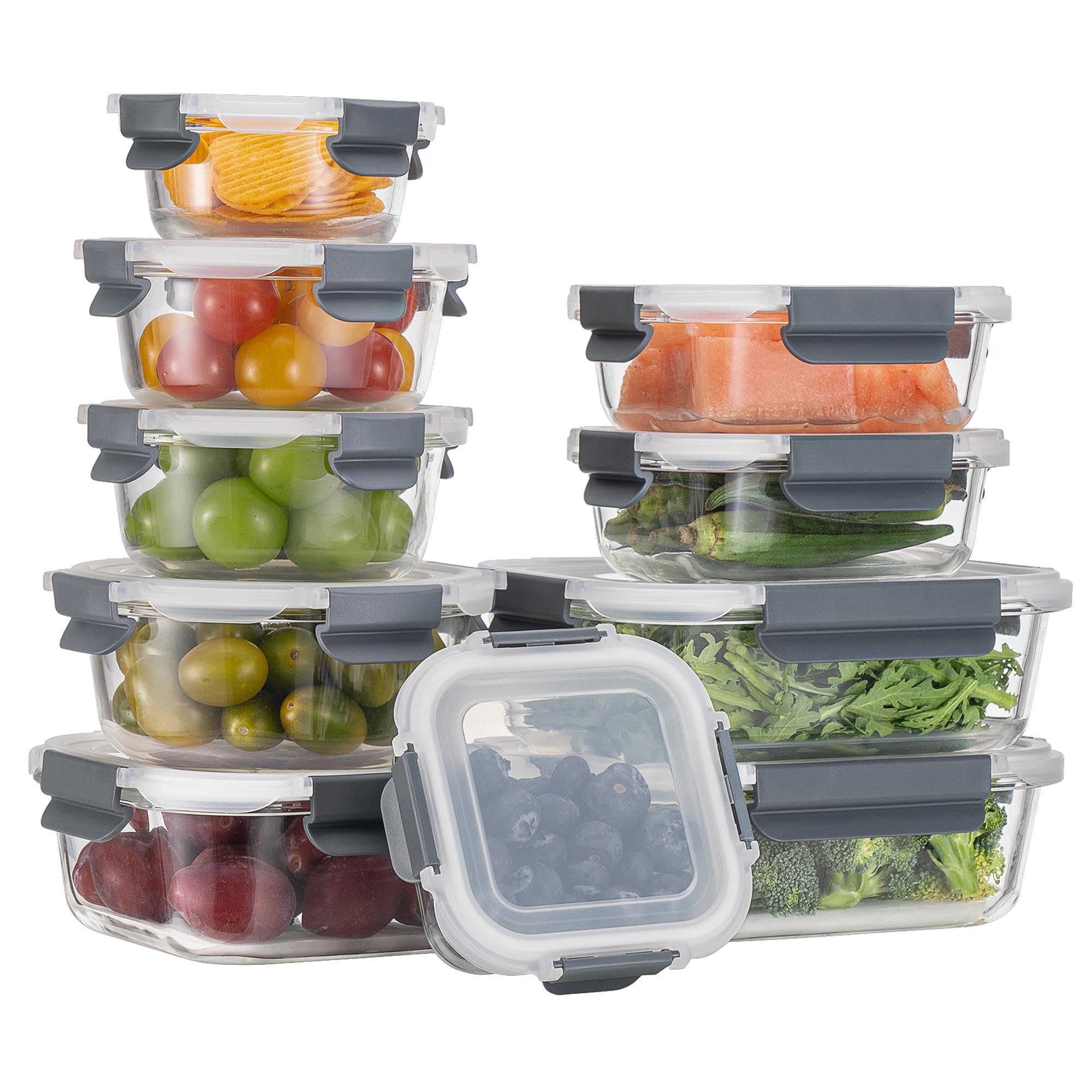 GENICOOK Frischhaltedosen aus Glas,Glasbehälter mit deckel meal prep boxen glas Borosilikatglas luftdicht Mikrowellen Ofen Gefrier&Spülmaschinenfest Ideal für Meal Prep Familie Büro Küchenaufbewahrung