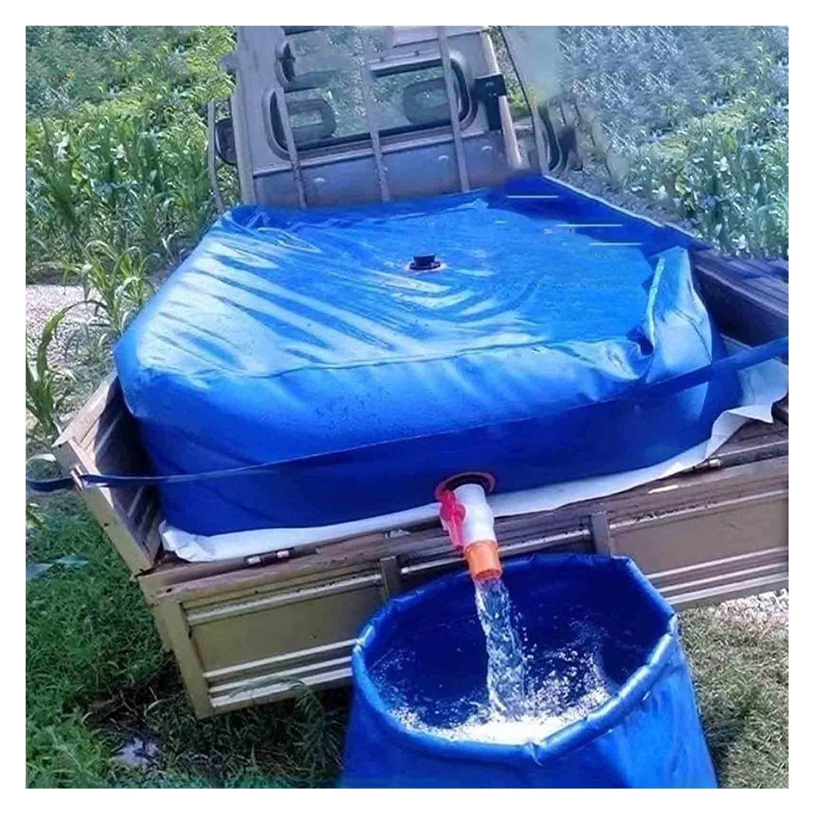 1000 Gallon Collapsible Water Storage Bladder - Durable PVC Water Container(240L/63Gal/1x0.7x0.35m)
