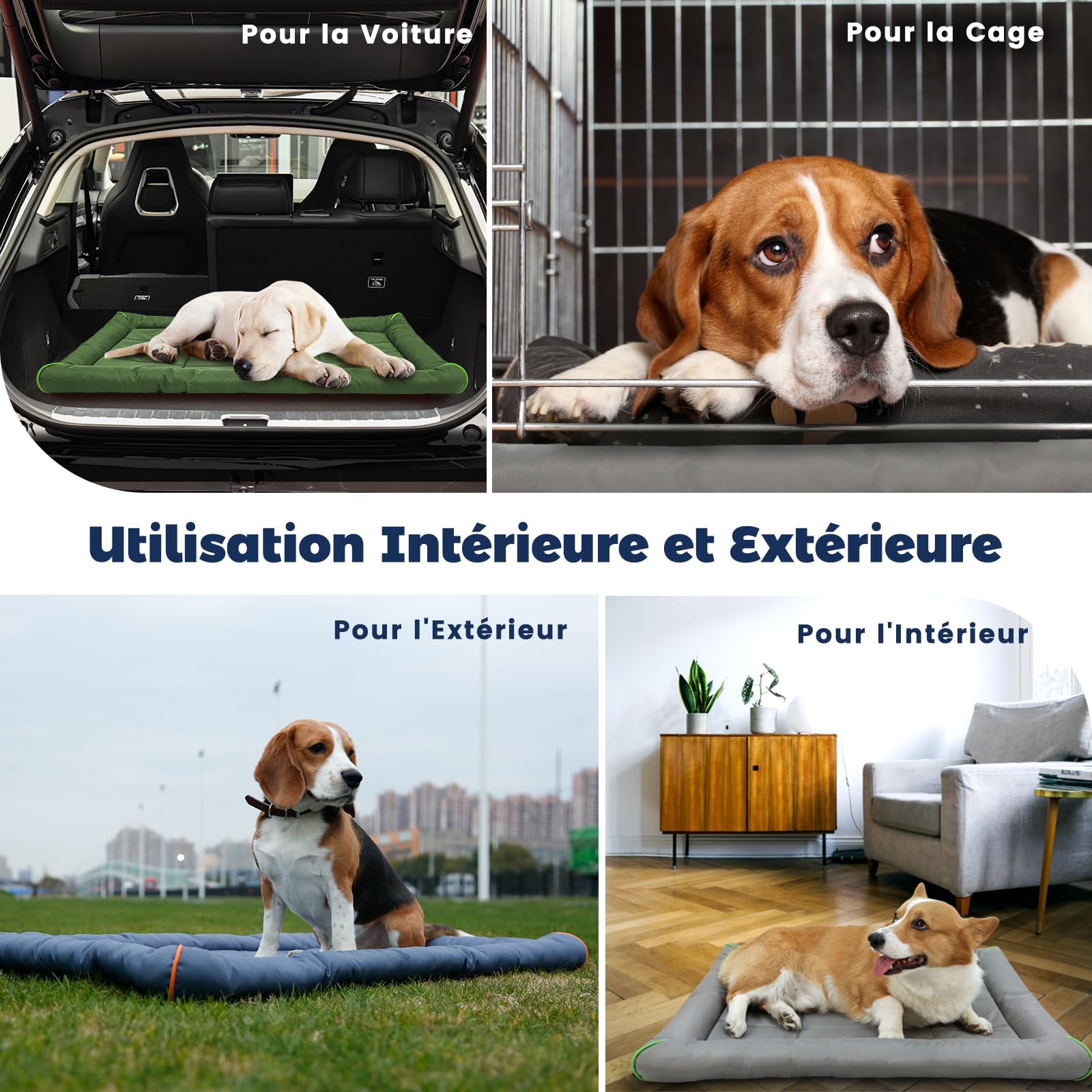 Miguel Lit Imperméable pour Chien d'Extérieur pour Cage en Métal Oxford Chien Tapis pour Animaux en Résistant à l'eau Durable Chiot Lit Facile à Nettoyer Intérieurs Extérieurs 91cm/36in Gris Clair