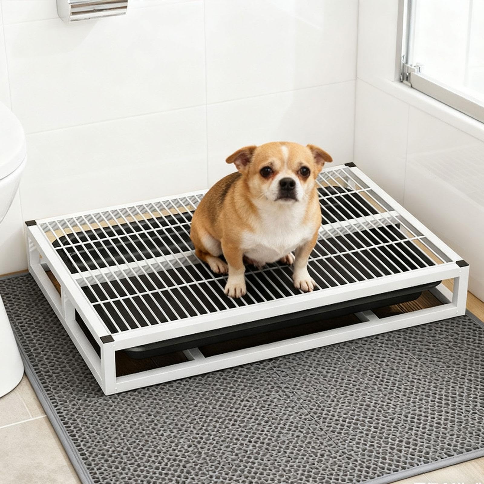 Bandeja para Perros Bandeja Higiénica para Mascotas Bandeja de Entrenamiento para Cachorros Soporte para Alfombrilla Absorbente con Malla Elevada