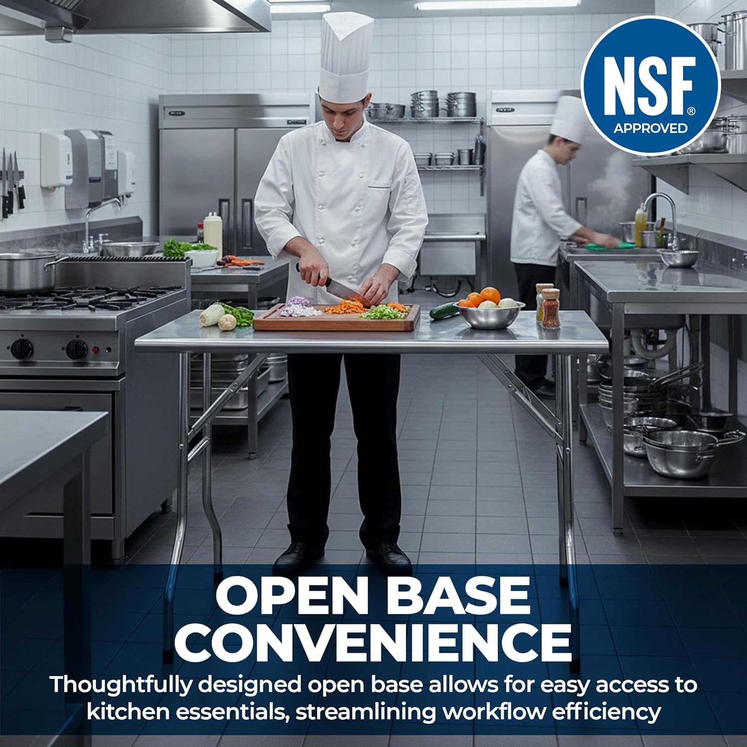 Premium Quality Stainless Steel Open Base Folding Utility Table - Folding Work Table for Commercial Kitchen, Restaurant, Hotel and Garage - NSF (24" x 60")