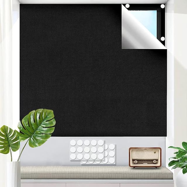 Upgraded Portable Blackout Blind, 300x150cm Temporary Blackout Blinds for Windows, Blackout Curtains for Baby Nursery Kids Bedroom Travel Use, No Drill Cut to Size to Stick On Window