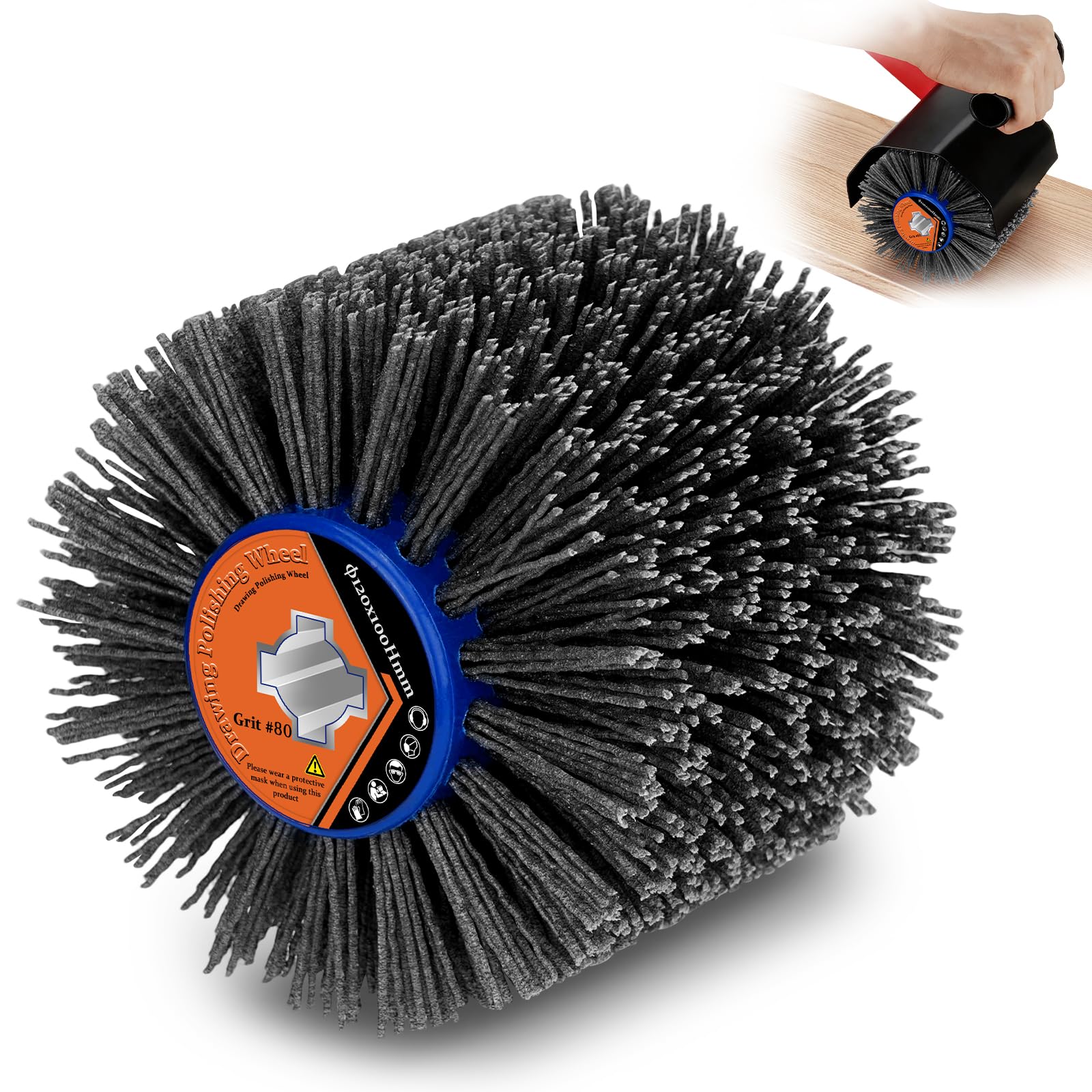Brosses en nylon grain 80 | Brosses abrasives 120 x 100 mm | Brosse de polissage pour le travail du bois | Brosse pour machine à satiner | Brosse à poils | Roue de tréfilage | Brosse Grit pour brosse