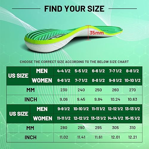 Miniatura 6 de Plantillas de apoyo de arco alto de 220 libras+ para aliviar la fascitis plantar y el dolor metatarsal, plantillas ortopédicas para hombres