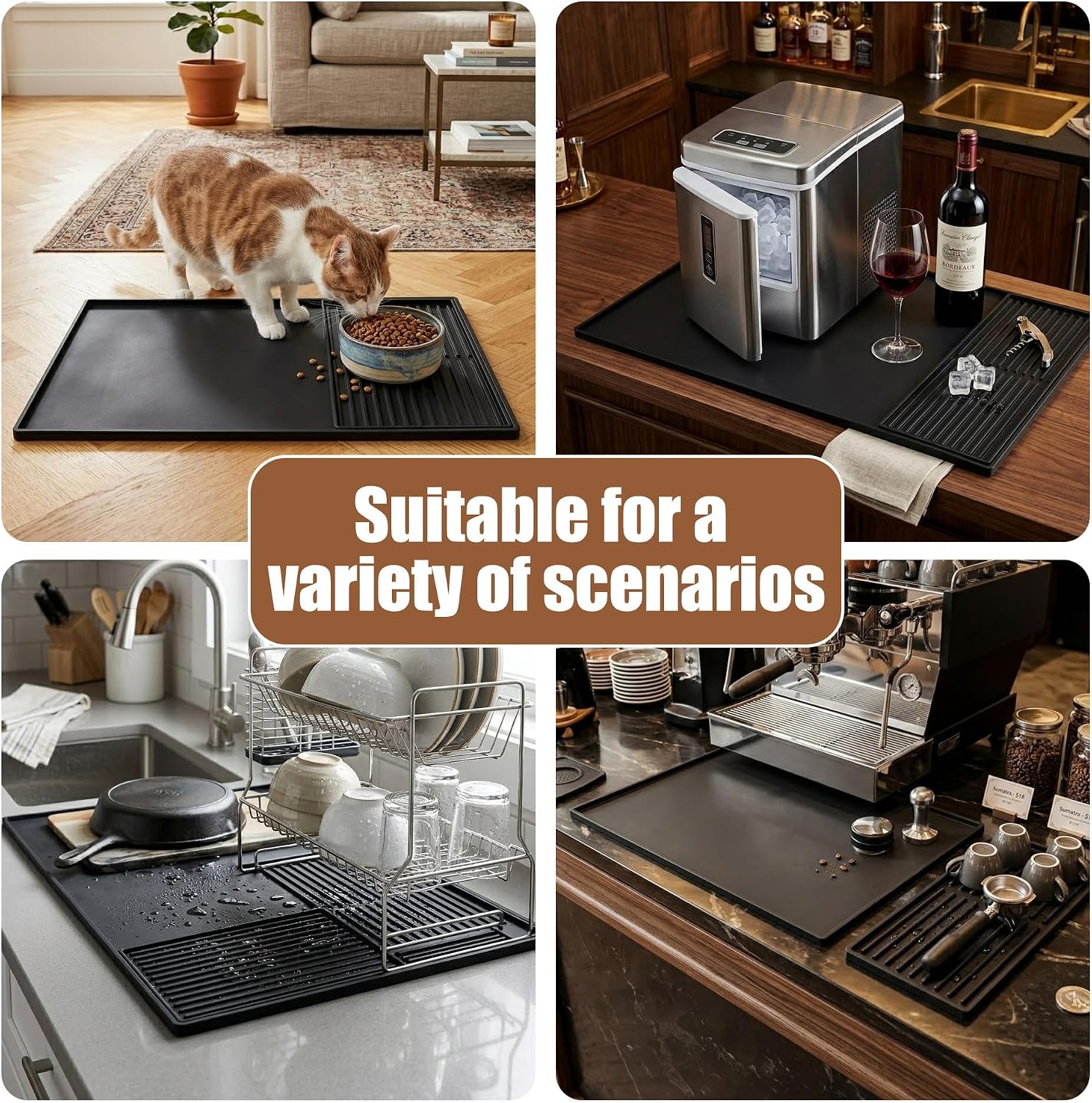 Coffee Bar Mat, Absorbent Coffee Maker Mat for Counter Top