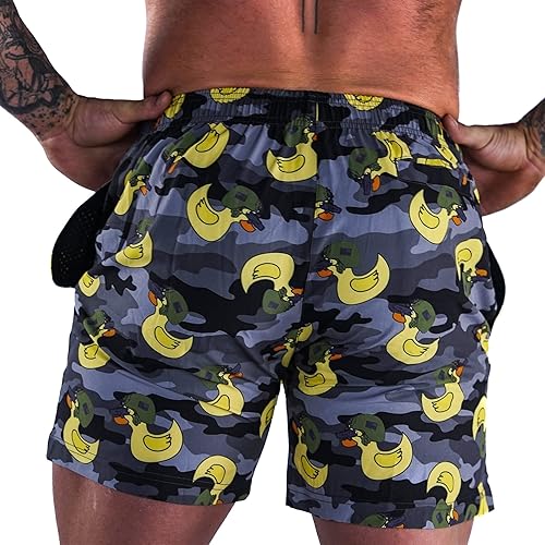 Miniatura 4 de Combat Iron Pantalones cortos de entrenamiento para hombre, entrepierna de 5.5 pulgadas, tela elástica en 4 direcciones que absorbe la humedad, con