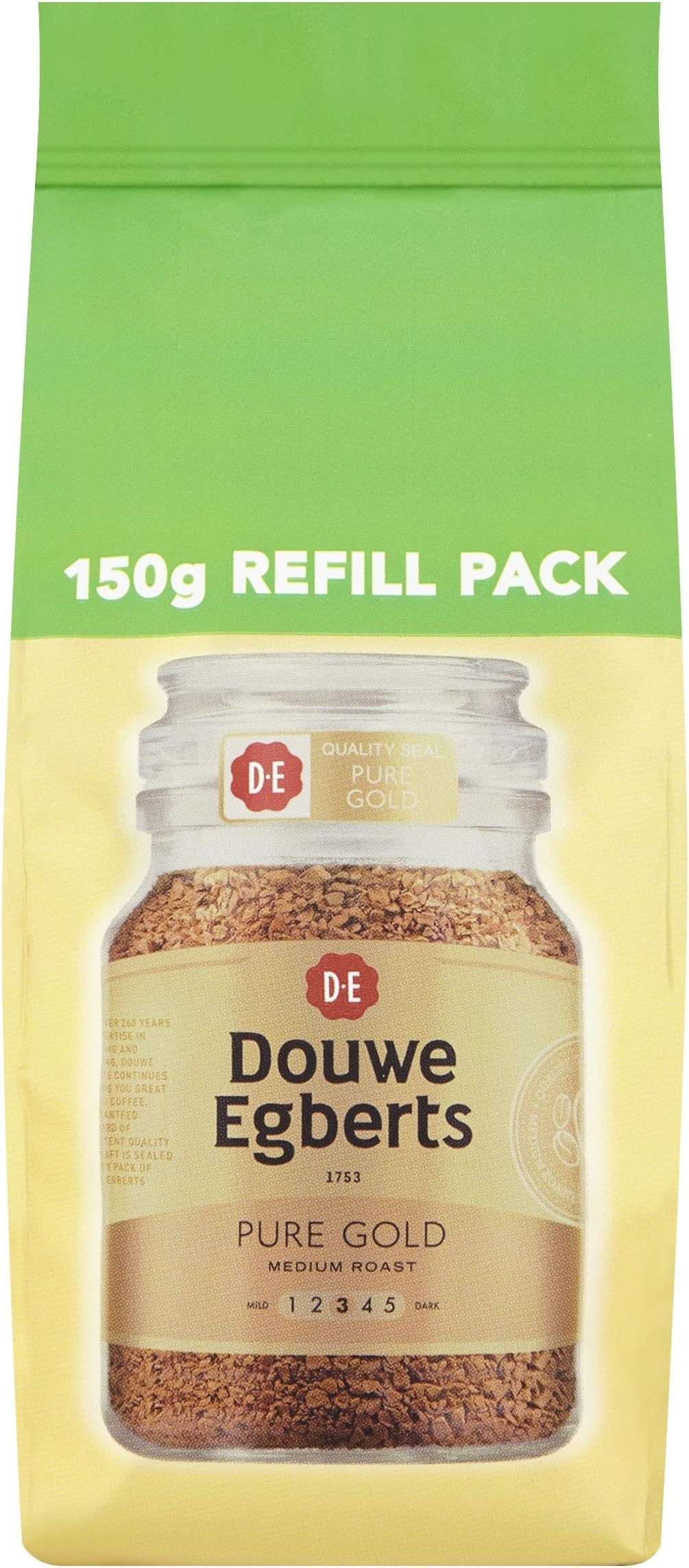 Douwe Egberts Pure Gold Medium Roast Coffee Refill, 150g