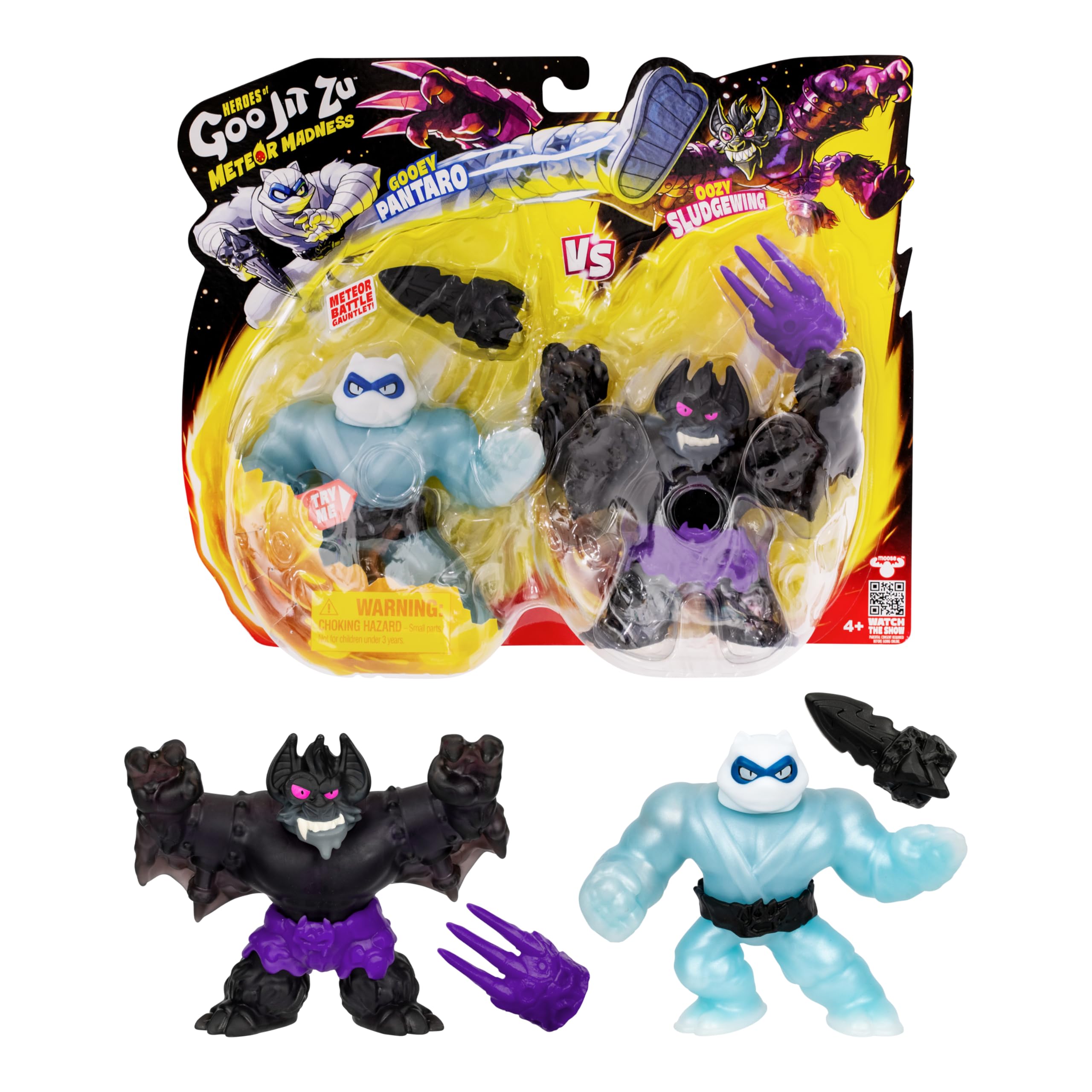 Heroes of Goo Jit Zu - Pack de combat Meteor Madness - Pantaro contre Sludgewing! Armes de combat Meteor Gauntlet, étirent leurs corps à trois fois leur taille!