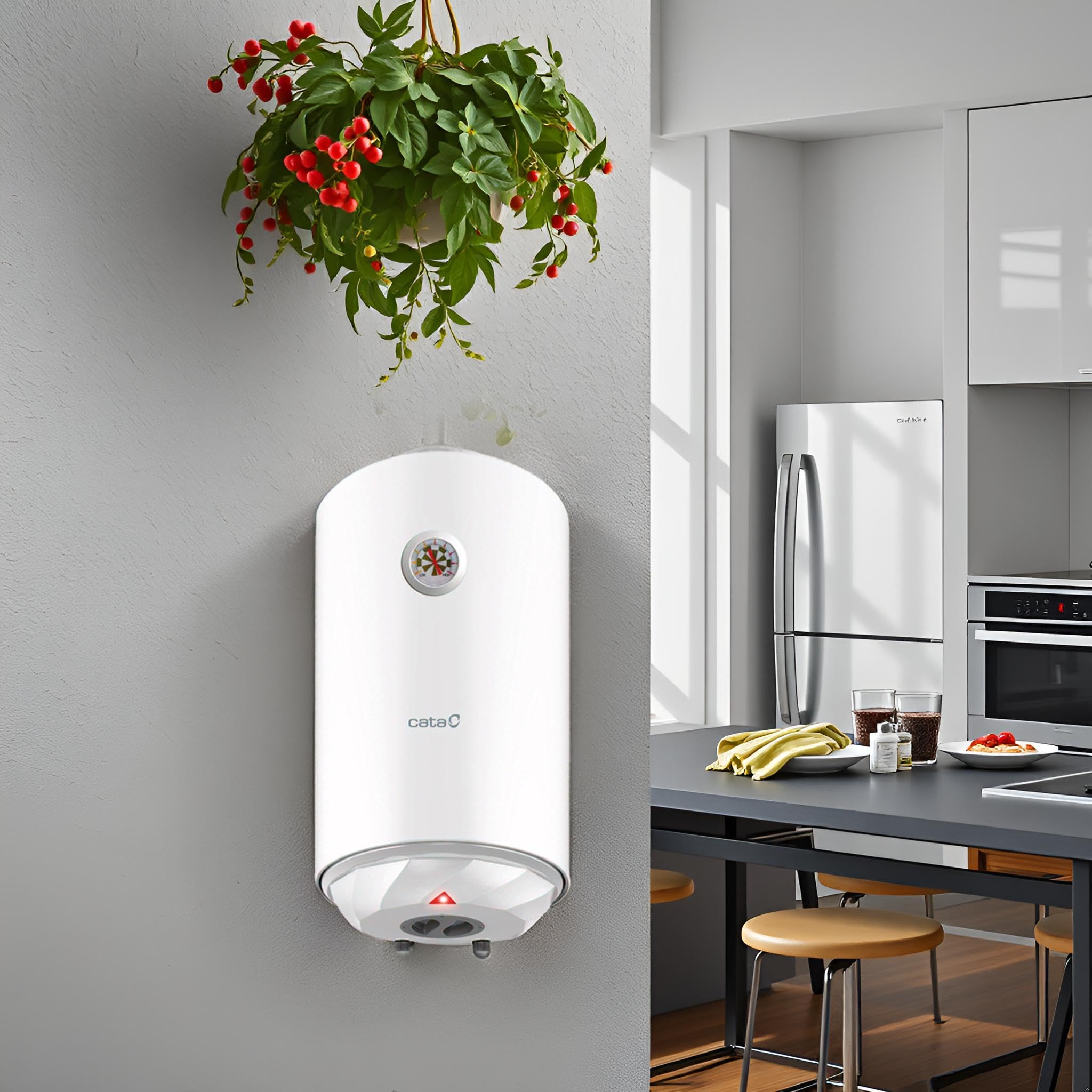 Cata Termo Eléctrico CTR-30-M Forma Redonda 30L Instalación Vertical Display Mecánico Modo ECO Superaislamiento Potencia 1500W Color Blanco