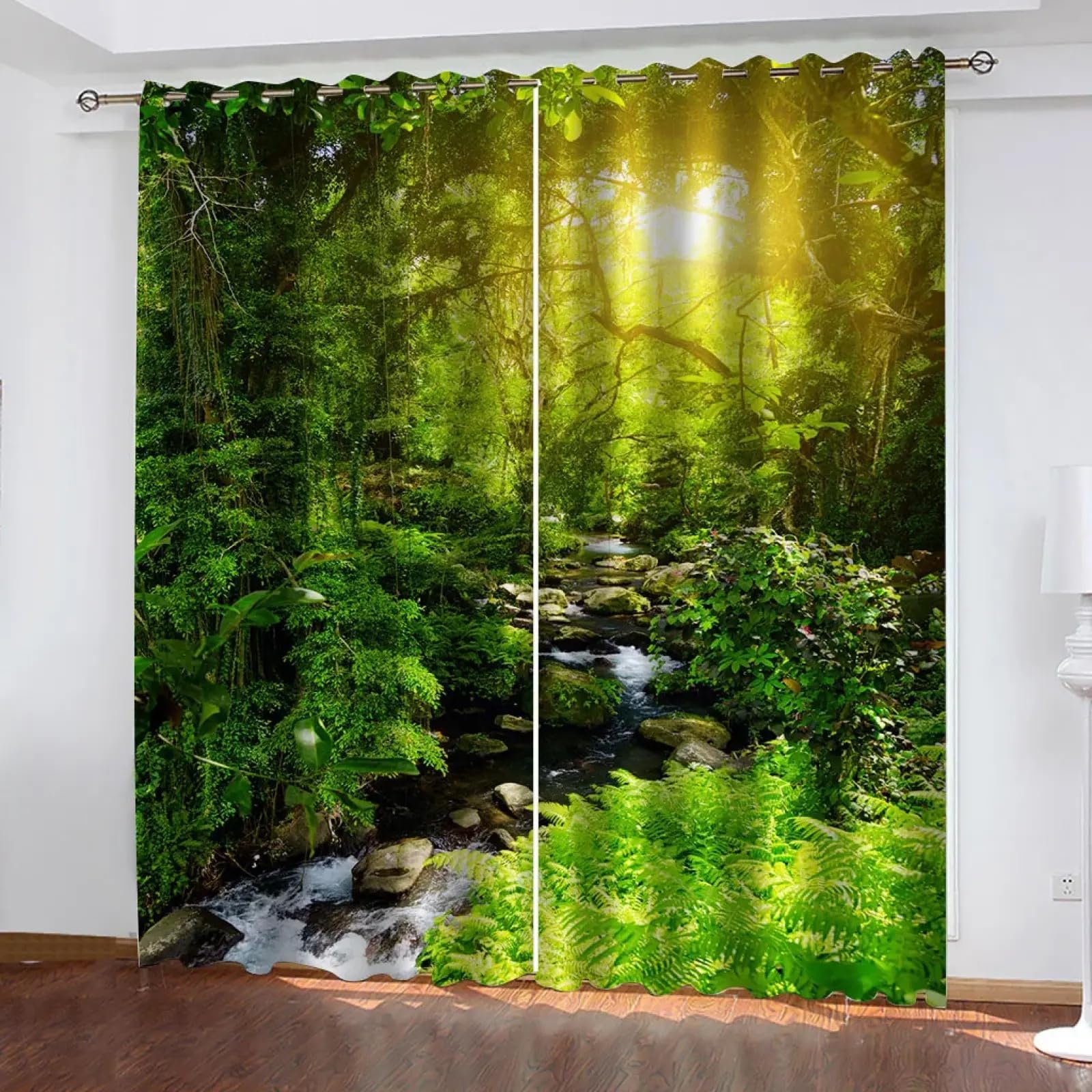 Rideau occultant pour garçons motif forêt déco chambre 260x220
