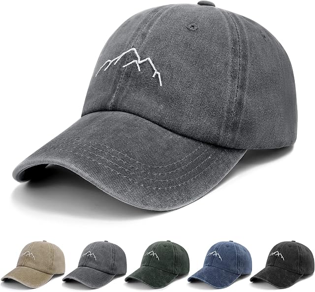 YouGa Baseball Cap Mens - Peak Embroidery Baseball Hats Unisex, Classic Washed Vintage Trucker Caps Adjustable Breathable Summer Sun Hat Sports Cap for Outdoor