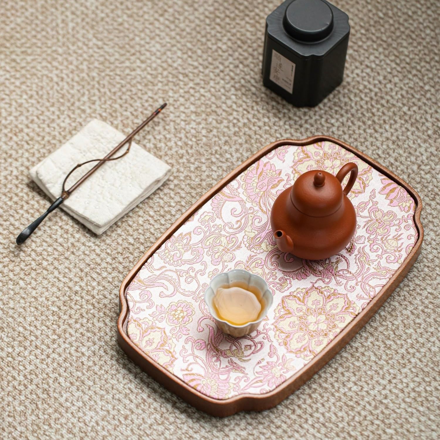 Afternoon tea tray Pot Holder Walnut Small Tea Tray Dry Tea Tray Tea Mat Dry Tea Mat Solid Wood Tea Table Tea Tray Kung Fu tea set(D)