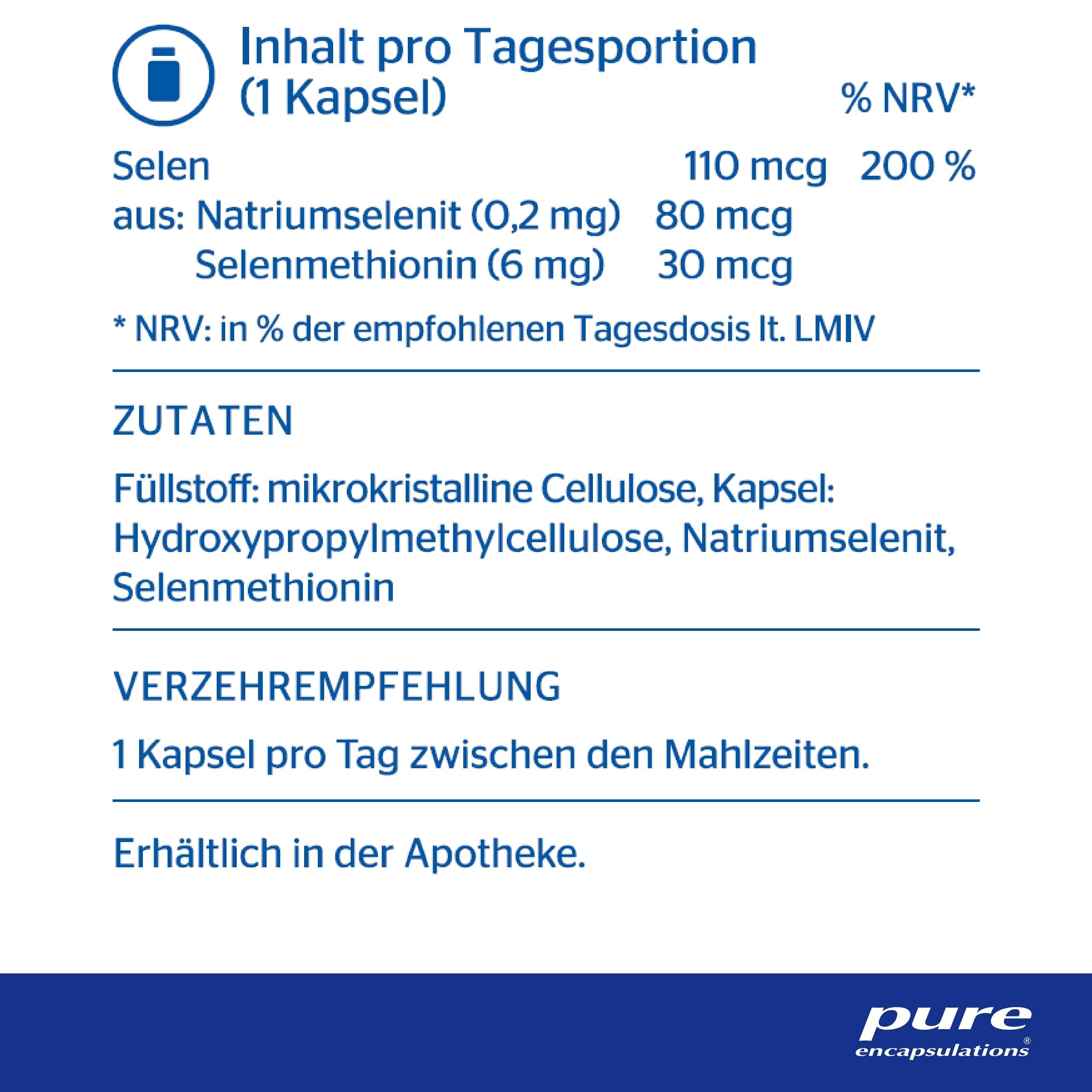 Pure Encapsulations - Selen Complex - Immunsystem stärken - Nahrungsergänzungsmittel für die Schilddrüse - 90 Kapseln