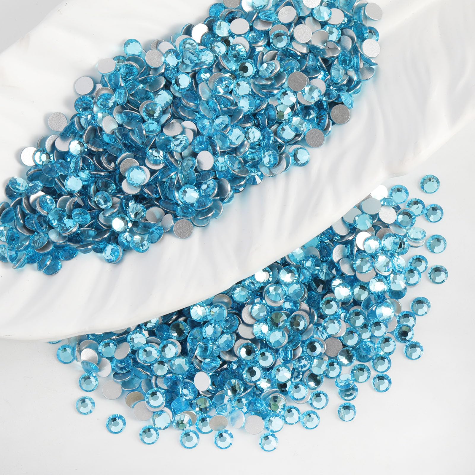 400 strass SS30 con retro piatto, 12 sfaccettature, gemme in vetro diamantato per nail art, abbigliamento, artigianato fai da te, pietre decorative da incollare con retro argento, acquamarina