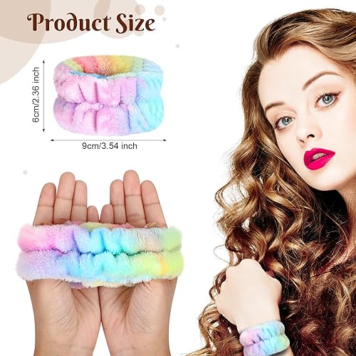 Miniatura 2 de Toallas de muñeca ajustables y absorbentes reutilizables para lavado de cara y spa, 8 bandas de algodón para mujeres y niñas