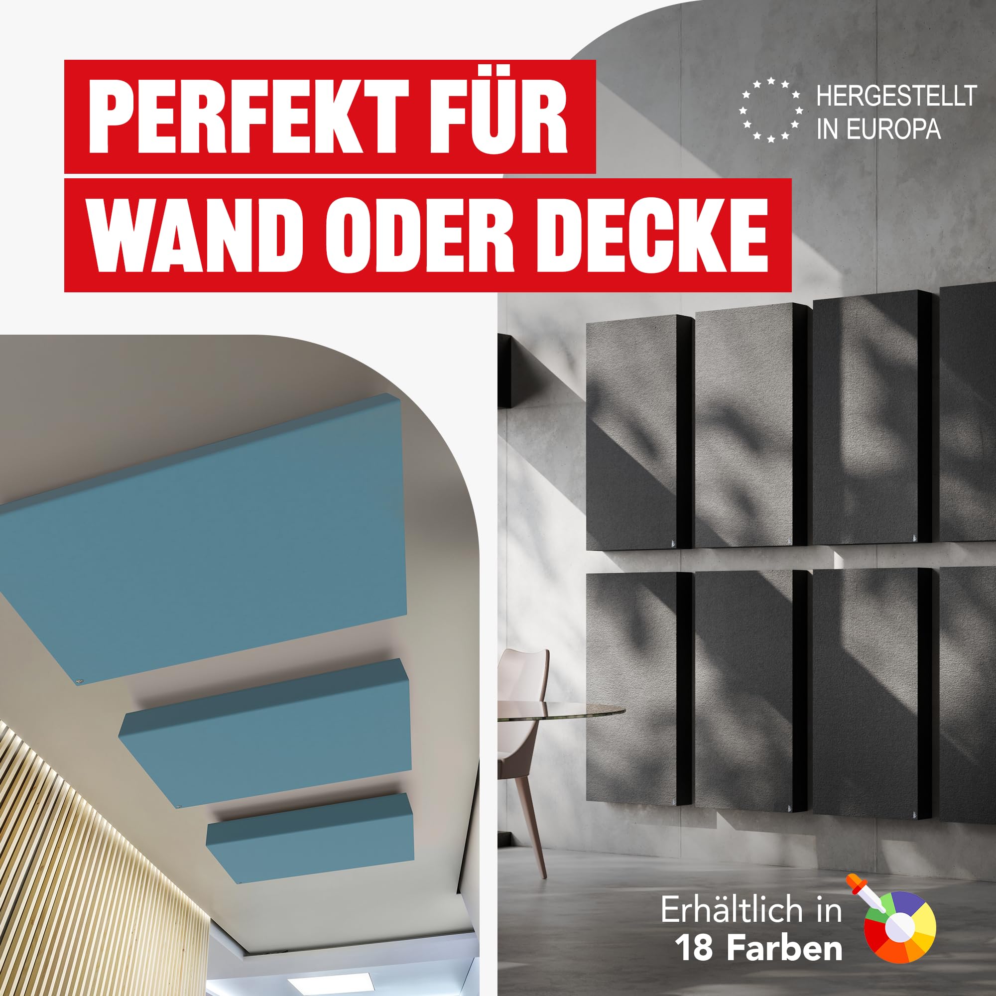 Addictive Sound Schallabsorber Wand Premium, Studioqualität-Akustikpaneel mit Akustikwolle, Klasse A Schallabsorption, EU-produziert, Montageset Wand/Decke, 100x50x11 cm, 8 kg, Anthracite