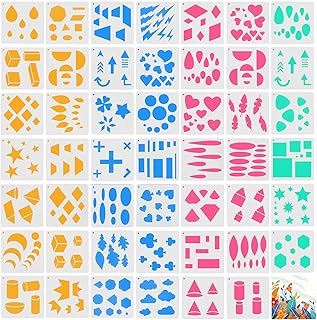 48 Pieces Shape Stencils for Kids, 5.1 x 5.1 Inch Basic Shape Drawing Stencils Chalk Stencils Washable Plastic Drawing Stencil Geometric Shape Stencil Template for Kids Toddlers Preschooler