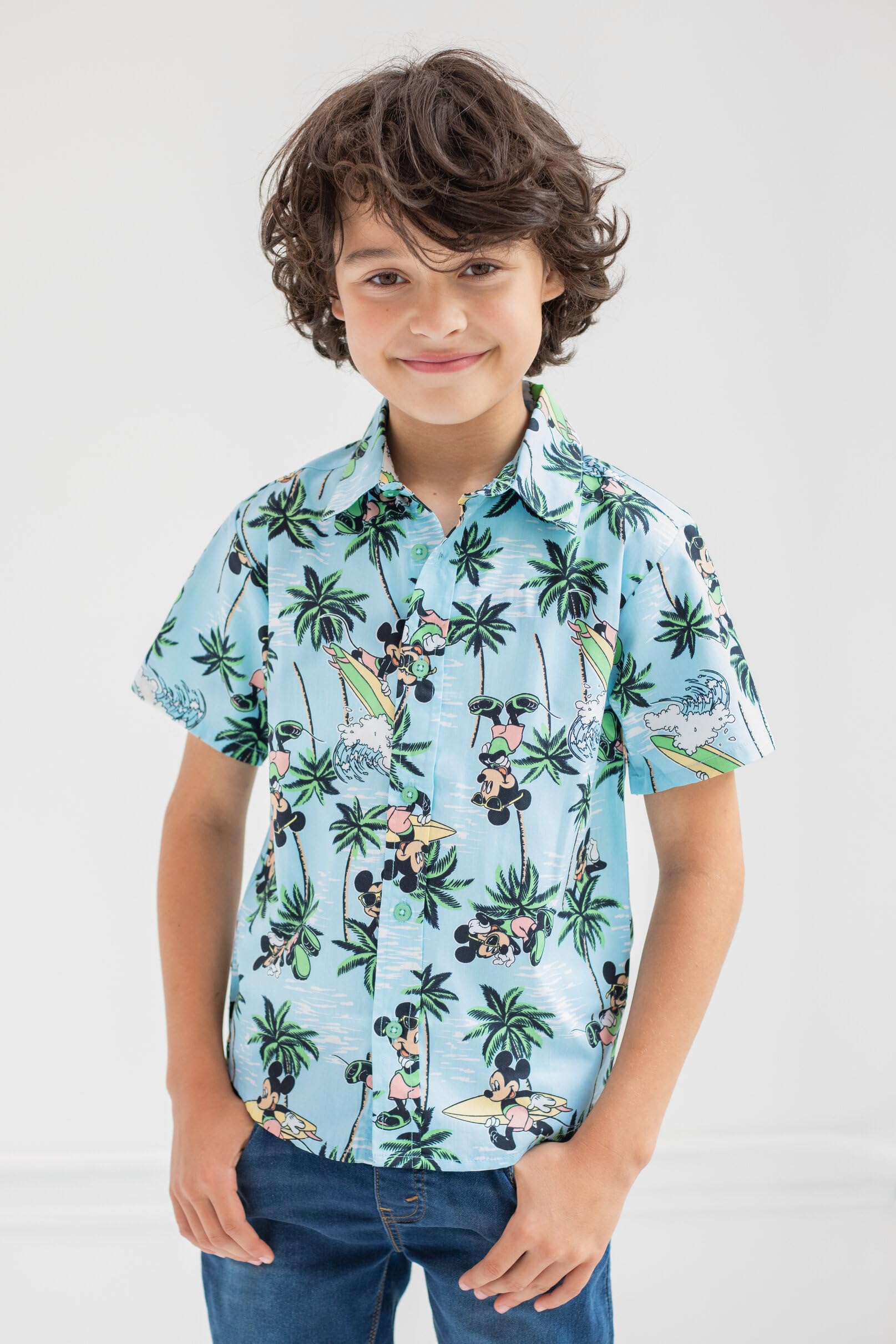 Disney Chemise hawaïenne avec boutons du Roi Lion Mickey Mouse Lilo et point