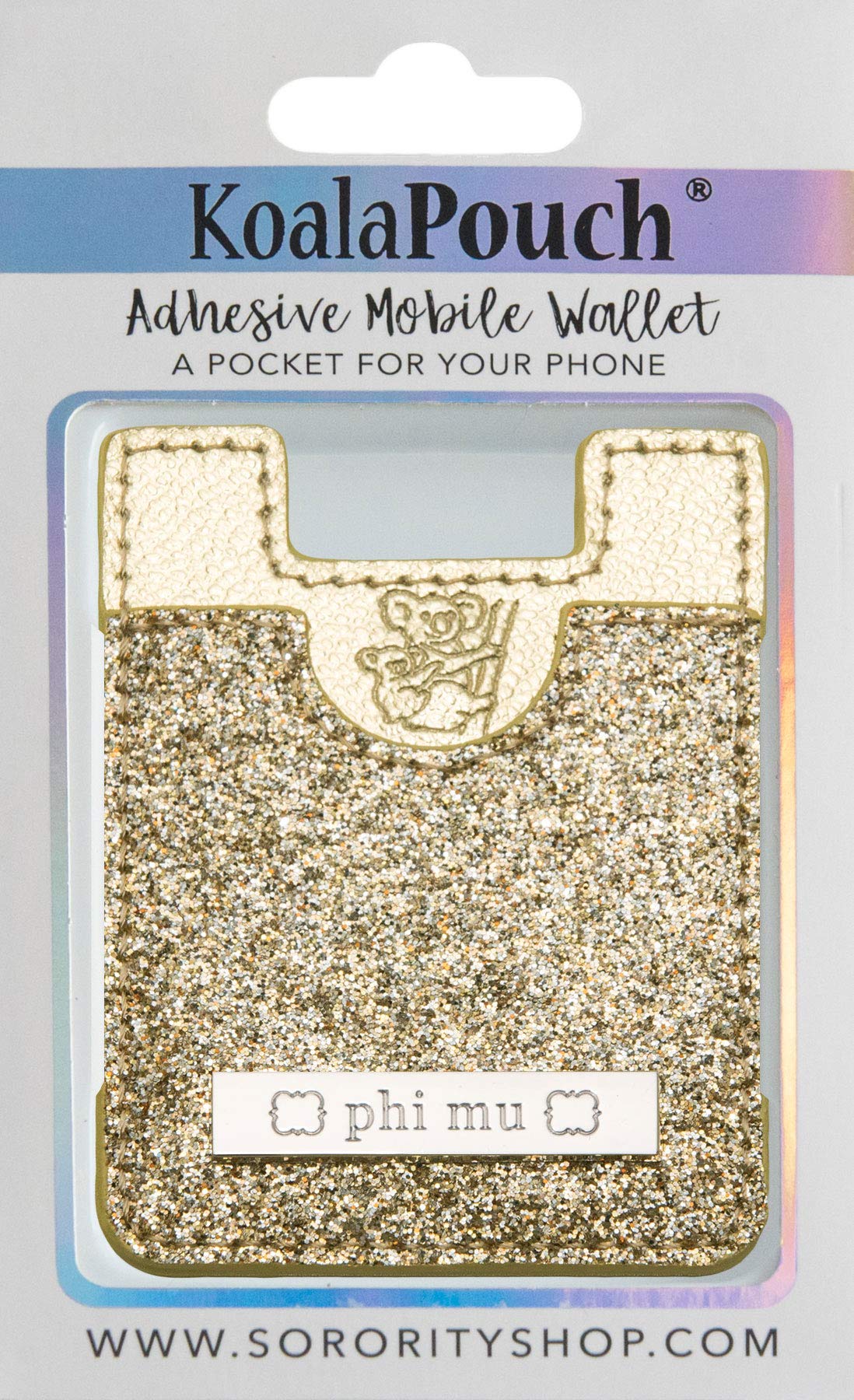 Sorority ShopPhi Mu - Glitter Koala Pouch 2.625" x 3.5" Gold PM-GKP