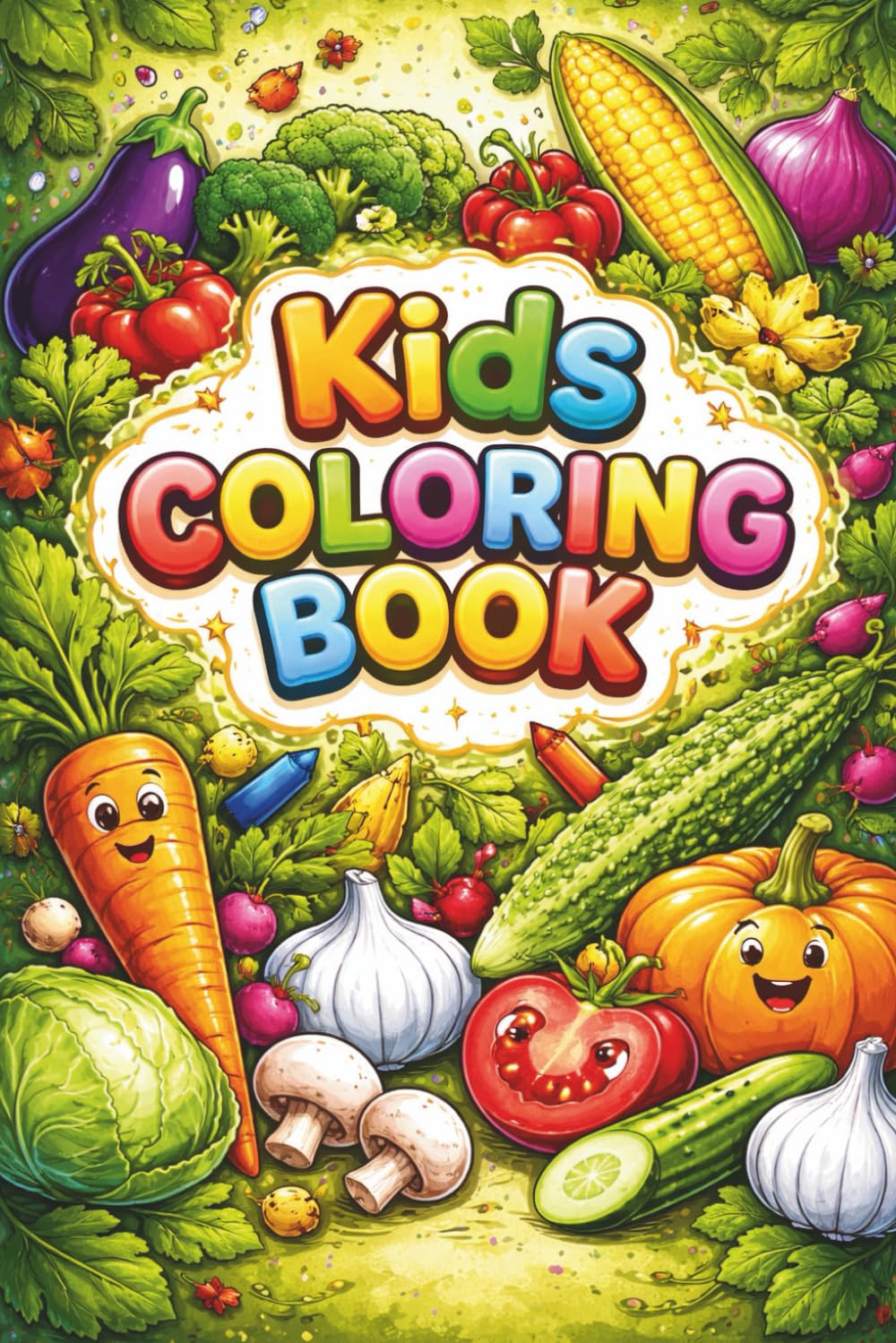 Vegetable Coloring Book for Kids: Fun & Easy Vegetable Coloring Pages for Toddlers, Preschool & Kids Ages 3-8 | Learn Vegetables While Coloring
