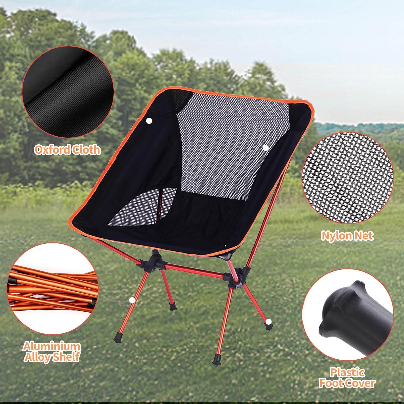 Aluminiumrahmen Campingstuhl Ultraleicht Faltbar Bis 140 Kg Tragbarer Klappstuhl Für Picknick Angeln Outdoor Beach