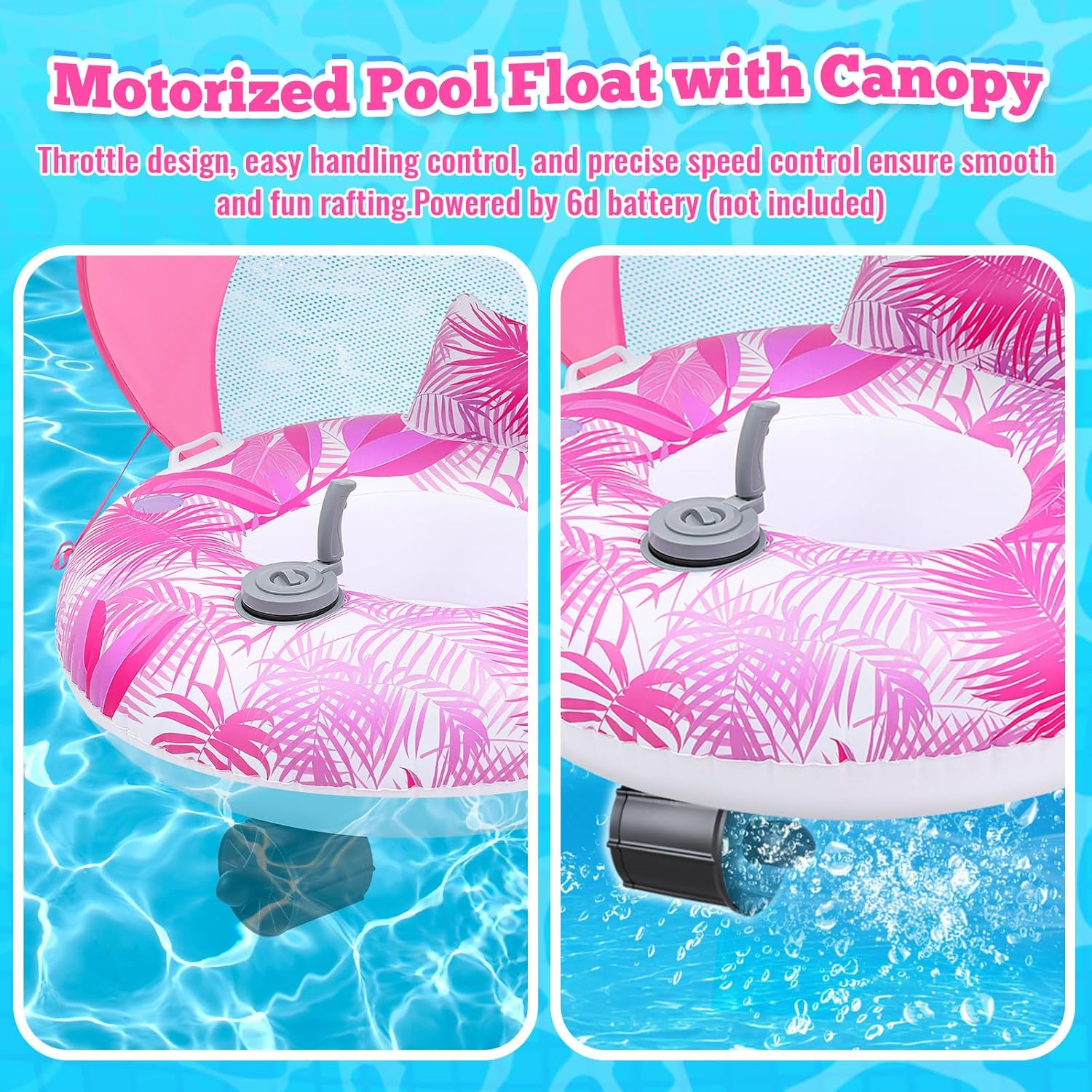 ShinyRelief 2 Sets Inflatable Motorized Pool Float for Adults, Driving Pool Lounge with Pusher Handles cupholder Float Tanning Toys for Summer Swimming Water Beach(Blue Pink)