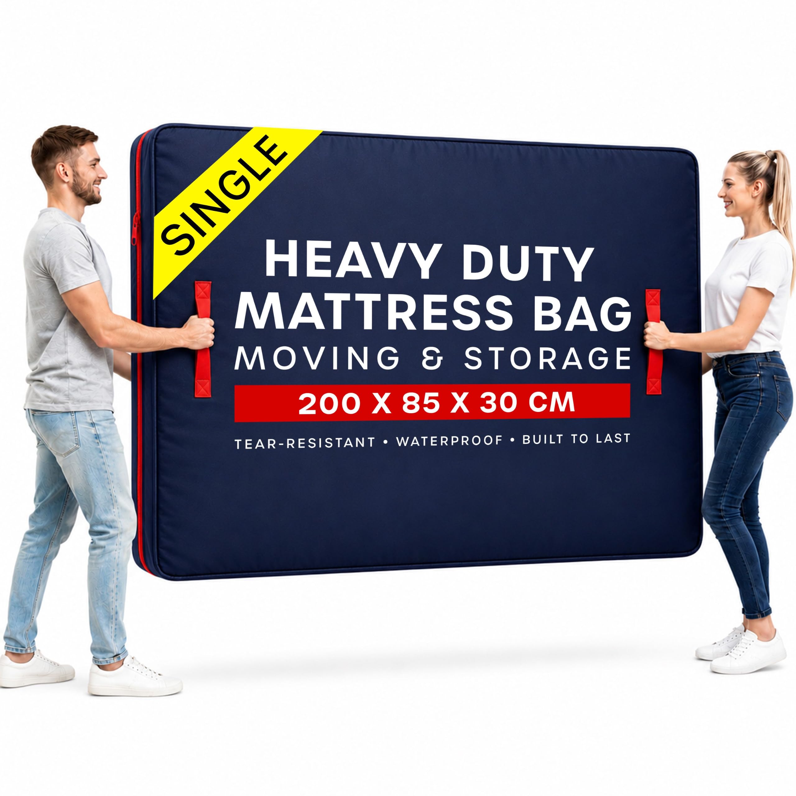 Single Size Mattress Bag for Moving with 4 Handles - Reusable Waterproof Mattress Cover in Oxford Polyester, Heavy Duty Mattress Bag for Storage and Protecting Beds from Stains, Dust, and Pests