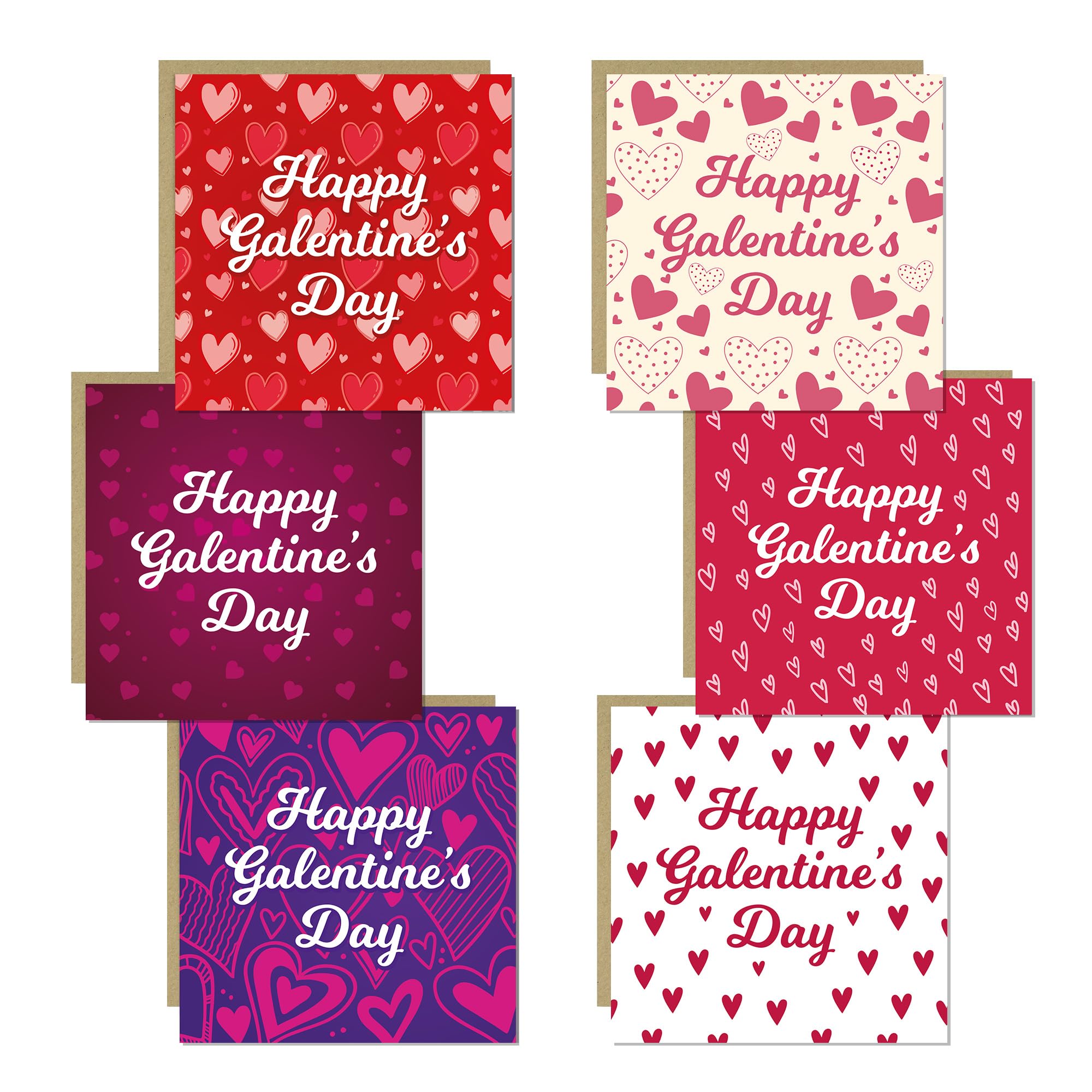 RED OCEAN Galentine's Day Cards Pack of 6 Friends Valentine Cards For Friend Best Friends 145x145mm With Kraft Envelopes Included Set of Friendship Cards