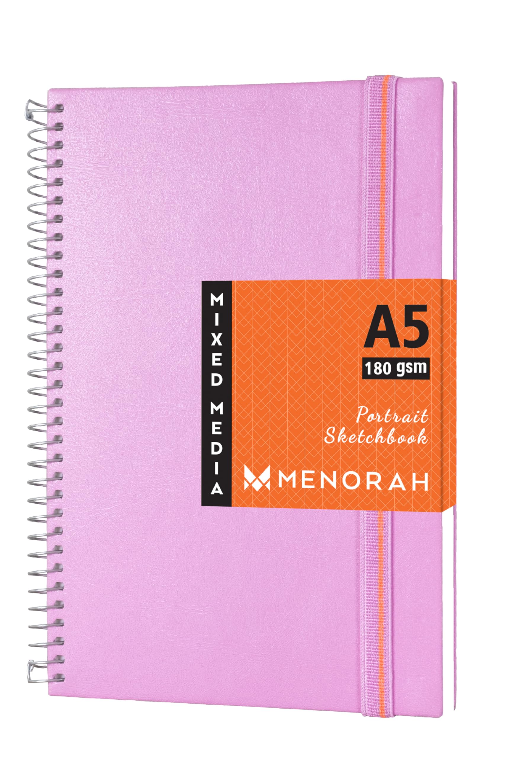 MENORAH Paper-A5-Oil Paint Artist Sketchbook-180 GSM- Spiral Bound,Sketch Book-100 Pages/50 Sheets(Size 21.0 Cm X 14.8 Cm)-Solid Metal Spiral-Drawing Book-Portrait(Lavender)