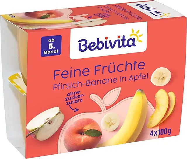 Bebivita Pfirsich-Banane-Apfel Joghurt für Babys, 6er Pack (6x100g)