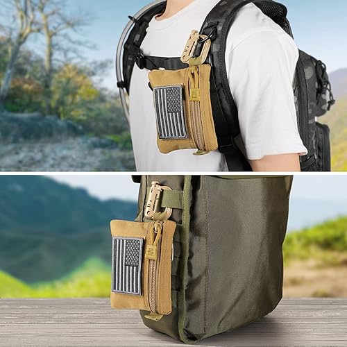 Miniatura 7 de FRTKK Paquete de 2 bolsas tácticas compactas EDC militares, bolsa de utilidad Molle, bolsa organizadora de accesorios, monedero, llavero, bolsillo
