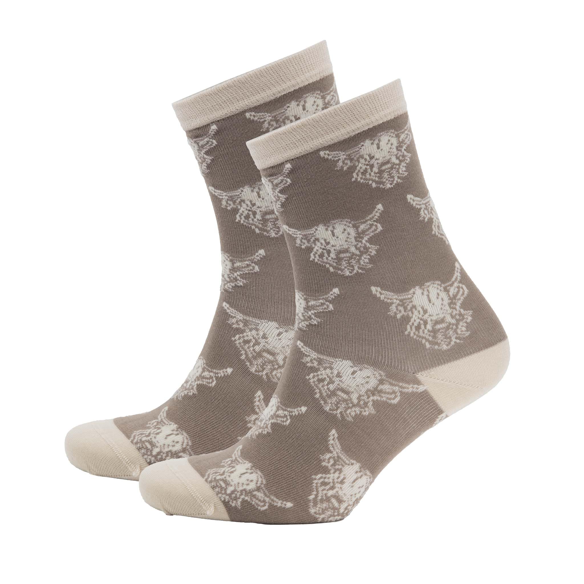 Heritage Traditions Heilan Coo Ladies Bamboo Ankle Socks, Ladies UK 4-7 Socks, UK Size 4-7 (Mushroom)