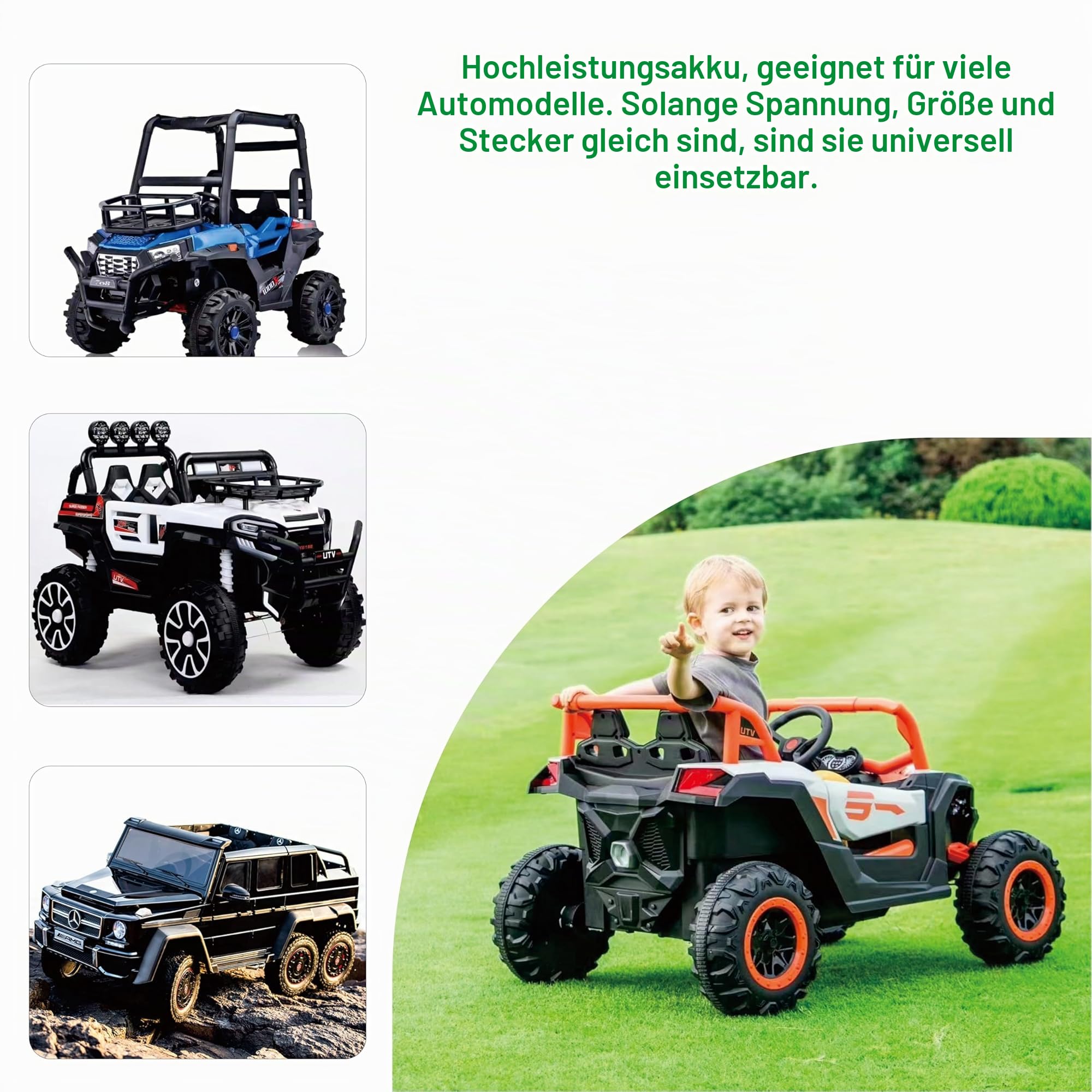 24V 8Ah Lithium-Ionen Ersatzakku für Kinderfahrzeuge, Kompatibel mit BRP CAN-AM Maverick X3, Land Rover, Mercedes-Benz G63, mit Adapter und Ladegerät