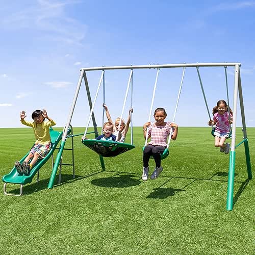 Sportspower Northridge Metal Swing Set, 500 lb Capacity, 32" Saucer,