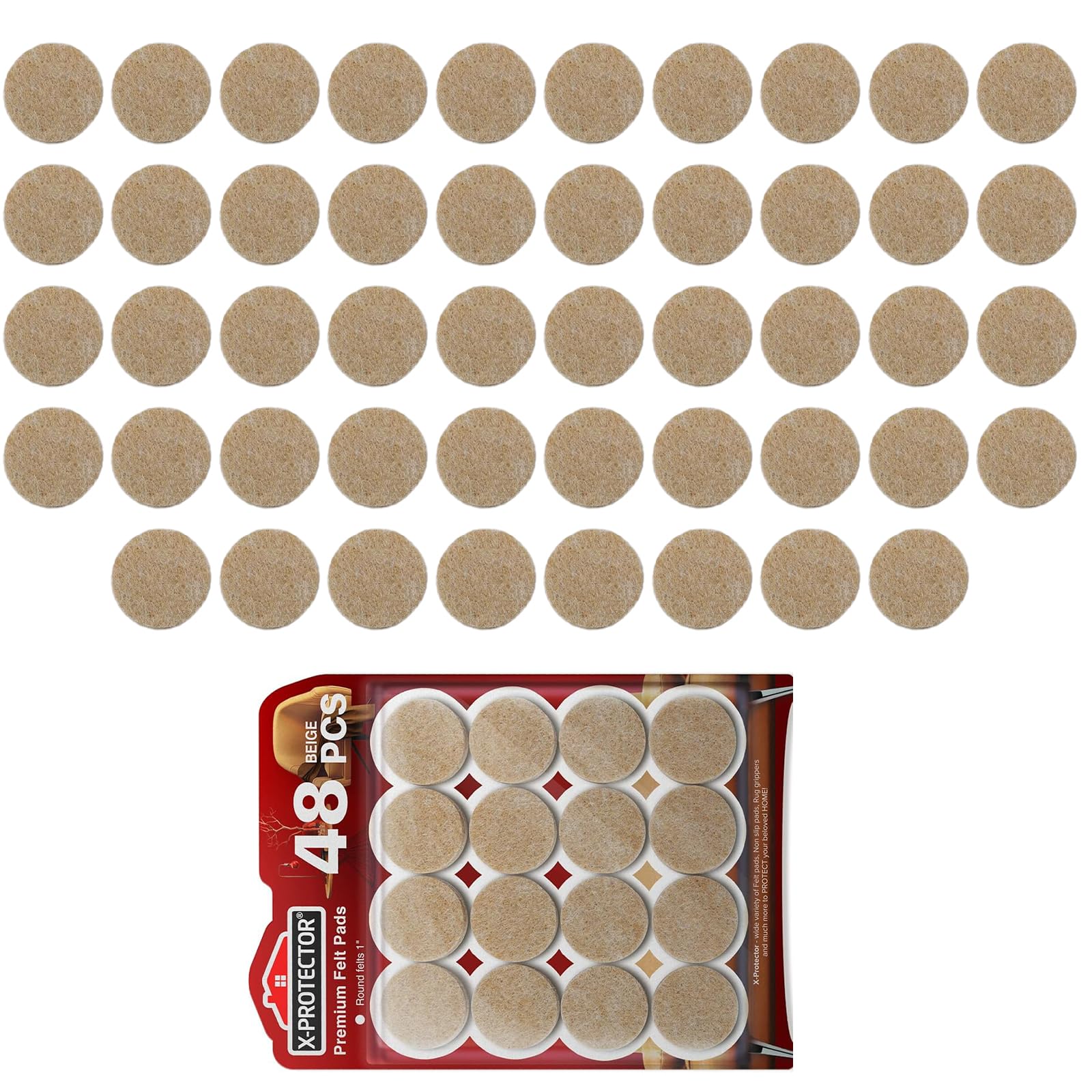 48 Pcs Felt Pads for Furniture Feet, Furniture Pads Floor Protectors, Chair Leg Floor Protectors, Floors Protector for Furnitures Legs, for Hardwood Laminate Tile Floors Table Sofa
