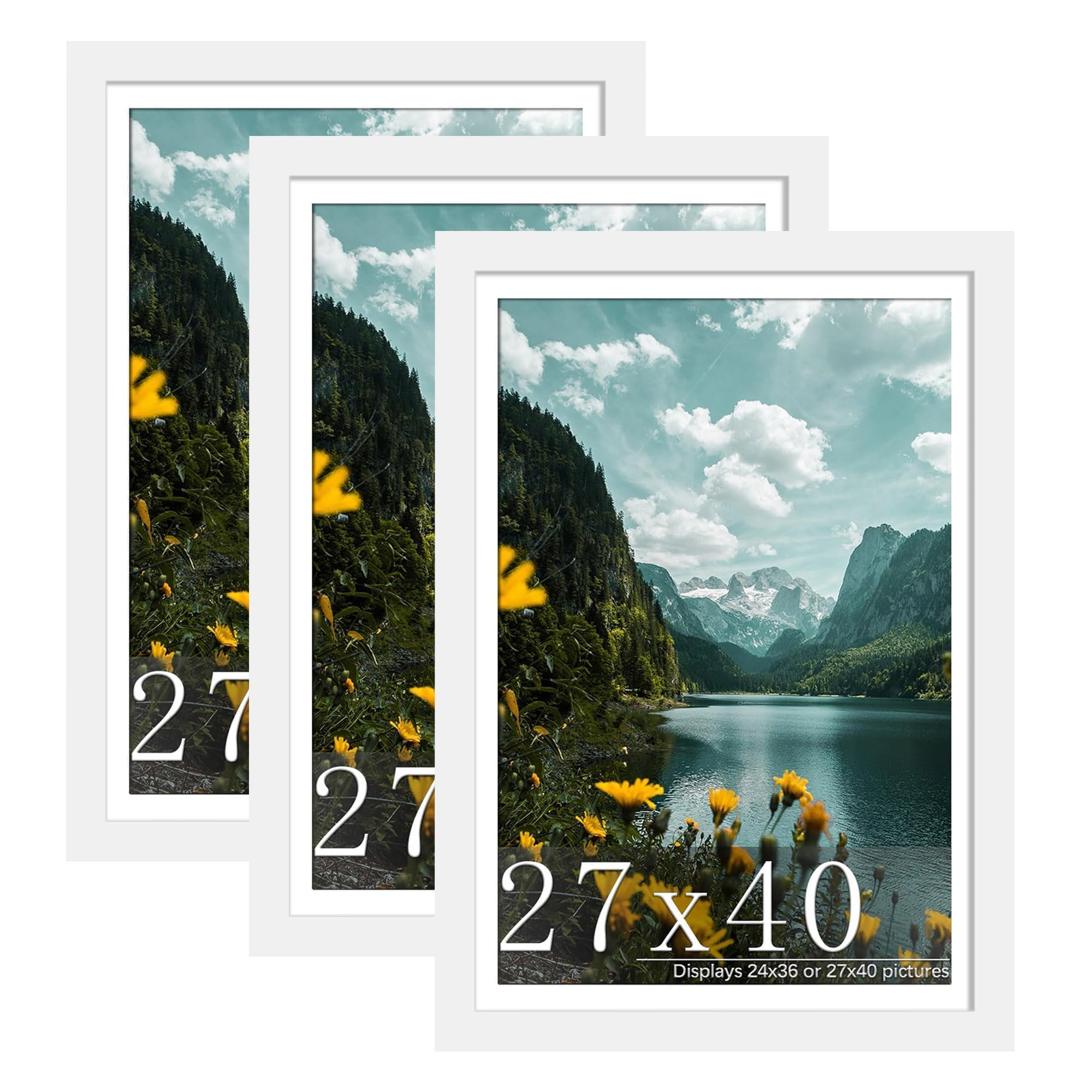 Picrit 27x40 White Poster Frame, Picture Frame for Wall, 3 Pack