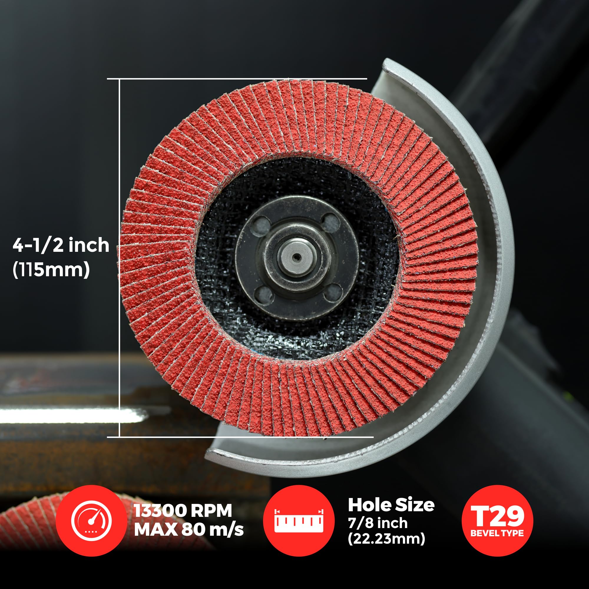 10 Stück Keramik-Fächerscheiben 115mm x 22,23mm, Typ 29, Körnung 60, Mit Langen und Dichten Lamellen für Schnellen Schliff und Lange Lebensdauer, Für Winkelschleifer