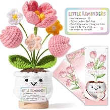 Emotional Support Crochet Positive Tulip Flower Inspirational Gifts for Women, Little Reminders You Are Enough, Birthday Appreciation Retirement Farewell Goodbye Gift for Coworker Teacher Friend Mom